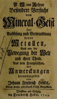 view Besondere Versuche vom Mineral-Geist zur Auflösung und Verwandlung derer Metallen, auch von der Bewegung der Welt und ihrer Theile / Aus dem Frantzösischen, mit Anmerckungen herausgegeben von Johann Friedrich Henkel.