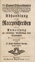 view Abhandlung vom Receptschreiben oder Anweisung zur ordentlichen Verschreihung derer Arzneimittel / Viel vermehrt herausgegeben von E.G. Kurella.