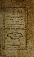 view De structura fenestrae rotundae auris, et de tympano secundario anatomicae observationes / [Antonio Scarpa].