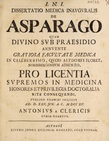 view Dissertatio medica inauguralis de asparago ... / [Anton de Clericis].