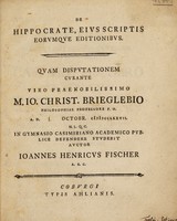 view De Hippocrate, ejus scriptis eorumque editionibus / [Johann Heinrich von Fischer].