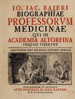 view Biographiae professorvm medicinae qvi in Academia Altorfina vnqvam vixervnt / [Johann Jakob Baier].