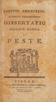 view [Dissertatio inauguralis medica de peste] / [Joseph Ehrnstein].