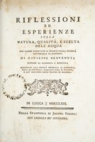 view Riflessioni ed esperienze sulla natura, qualità, e scelta dell'acqua / [Giuseppe Benvenuti].