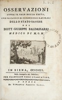 view Osservazioni sopra il sale della Creta, con un saggio di produzioni naturali dello stato Sanese / [Giuseppe Baldassarri].