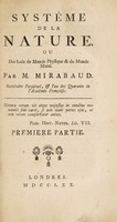 view Systême de la nature, ou, Des loix du monde physique & du monde moral / par M. Mirabaud.
