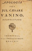 view Apologia pro Jul. Caesare Vanino neapolitano / [Anon].