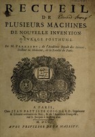 view Recueil de plusieurs machines, de nouvelle invention / Ouvrage posthume. De M. Perrault.