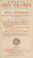 view L'usage des globes céleste et terrestre, et des spheres suivant les differens systemes du monde / Précédé d'un traité de cosmographie. ... Accompagné des figures nécessaires. ... Par le Sieur Bion.