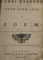 view [Gnōthi seauton] Know yourself. A poem / [John Arbuthnot].