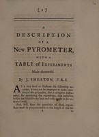 view A description of a new pyrometer : with a table of experiments made therewith / [John Smeaton].