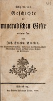 view Allgemeine Geschichte der Pflanzengifte / [Johann Friedrich Gmelin].