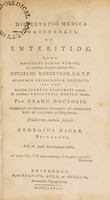 view Dissertatio medica inauguralis de enteritide ... / [George Hicks].