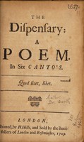 view The dispensary : a poem in six canto's [sic] / [Anon].