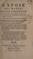 view Exposé des moyens curatifs & préservatifs qui peuvent être employés contre les maladies pestilentielles des bêtes a cornes.