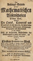 view Der Anfangs-Gründe aller mathematischen Wissenschaften ... / von Christian Freiherr von Wolff.