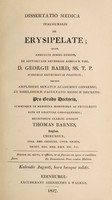 view Dissertatio medica inauguralis de erysipelate / Thomas Barnes.