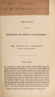 view Remarks on the dentition of British pulmonifera / by William Thomson.