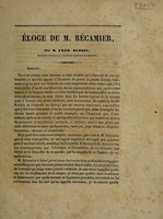 view Éloge de M. Récamier / [E. Frédéric Dubois].