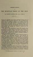 view Observations on the muscular tissue of the skin / by Joseph Lister.