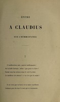 view Épitre à Claudius sur l'homoeopathie / A. L.