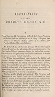 view Testimonials in favour of Charles Wilson, M.D.