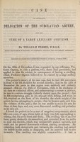 view Case of successful deligation of the subclavian artery for the cure of a large axillary aneurism / by William Pirrie.