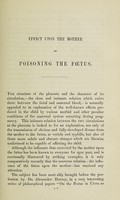 view An experimental inquiry into the effect upon the mother of poisoning the foetus / by W.S. Savory.