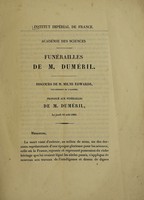 view Discours de M. Milne Edwards prononcé aux funérailles de M. Duméril le jeudi 16 août 1860 / [H. Milne-Edwards].