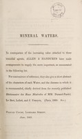 view Mineral waters / [Allen & Hanburys].