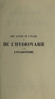 view Des kystes de l'ovaire ou de l'hydrovarie et de l'ovariotomie d'aprés la méthode anglaise du Dr. Baker-Brown ... / par le Dr. Labalbary.