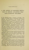 view The physiological method of inducing respiration in cases of drowning, stillbirth, suffocation from chloroform, etc. etc / by Henry R. Silvester.