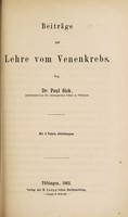 view Beiträge zur Lehre vom Venenkrebs / Paul Sick.