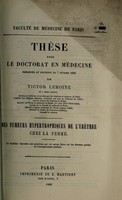 view Des tumeurs hypertrophiques de l'urèthre chez la femme ... / par Victor Lemoine.