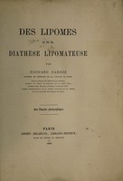 view Des lipomes et de la diathèse lipomateuse / par Édouard Darbez.