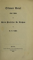 view Offener Brief eines Juden an Herrn Professor Dr. Virchow / von Dr D. Cassel.