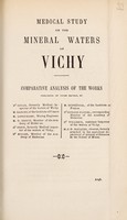 view Medical study on the mineral waters of Vichy : comparative analysis of the works published on those waters by Dr. Lucas ... [et al.].