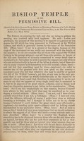 view Bishop Temple on the permissive bill / speech of the Right Reverend Lord Bishop of Exeter as chairman of a public meeting in behalf of the Permissive Prohibitory Liquor Bill, in the New Vicoria Hall, Exeter, June 22nd, 1870.