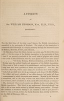 view Address / of Sir William Thomson, Knt., LL.D., F.R.S., President.