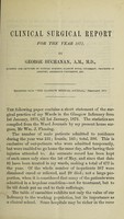 view Clinical surgical report for the year 1871 / by George Buchanan.