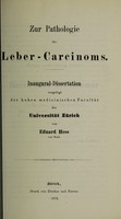 view Zur Pathologie des Leber-Carcinoms ... / von Eduard Hess.