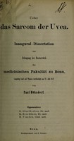 view Ueber das Sarcom der Uvea ... / von Paul Höhndorf.