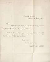 view [Letter of application for the post of Medical Officer to the Aberdeen General Dispensary] / Robert John Garden.