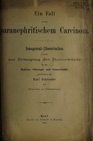 view Ein Fall von paranephritischem Carcinom ... / geschriben hat Karl Schroeder.