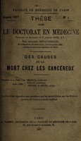 view Des causes de la mort chez les cancéreux ... / par Auguste Becquembois.