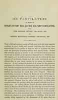 view On ventilation by means of Boyle's patent self-acting air-pump ventilators, from "The Sanitary review", 2nd August 1875, and "British mercantile gazette", 15th October 1876.