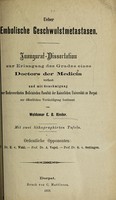 view Ueber embolische Geschwulstmetastasen ... / Woldemar E.B. Rieder.