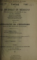 view De la généralisation des lymphadénomes dans le tissu cellulaire sous-cutané ... / par Émile Choiseau.