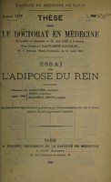 view Essai sur l'adipose du rein ... / par Charles Lacrampe-Loustau.