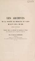 view Les archives de la Société de Médecine de Paris de l'an IV (1796) à nos jours / [Rougon].